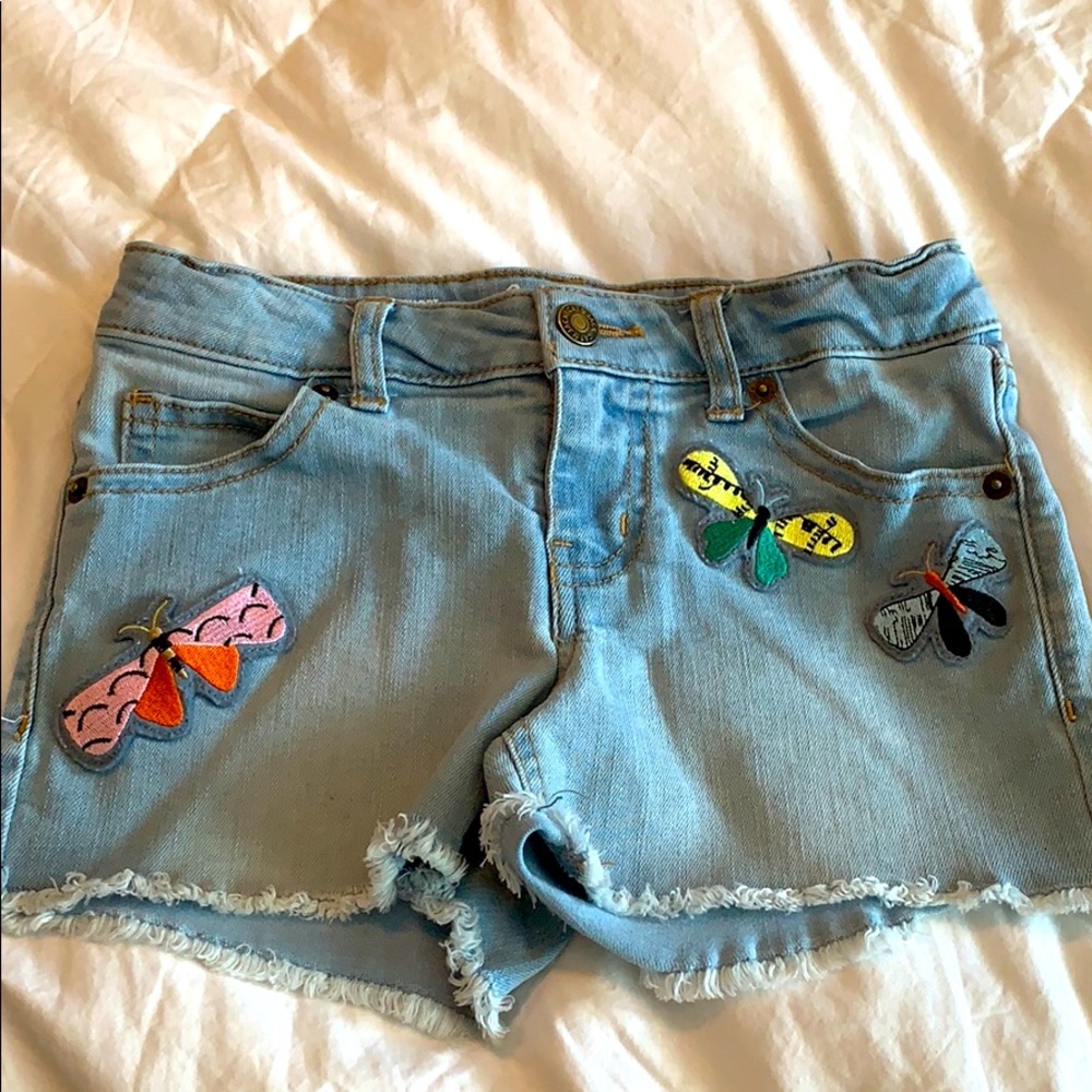 Girls cutoff style Jean shorts with butterflies